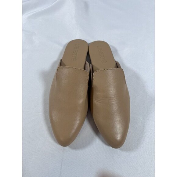Liberte Leather Shoe Modern Mule Beige Tan Slip On Flats Pointy Toe Sz 9 - Picture 2 of 5